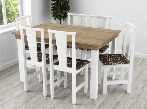 Mesa Plus 137x90 c/ pés c/6 cadeiras POP